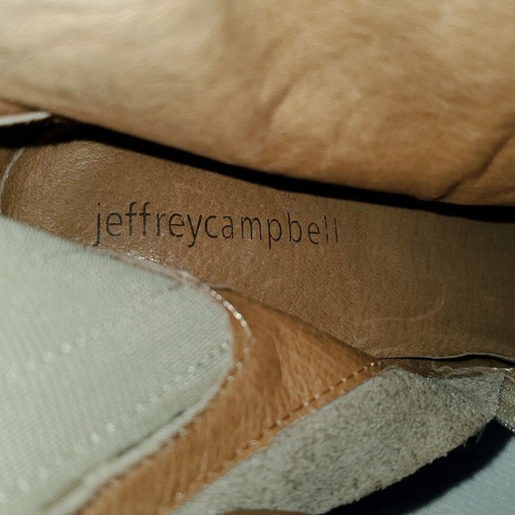 Jeffrey Campbell Ankle Boots Womens Size 6 Hanger Taupe Suede Heel Zip Booties - Picture 9 of 12